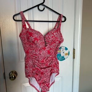 Swim Solutions coral Paisley Swimsuit